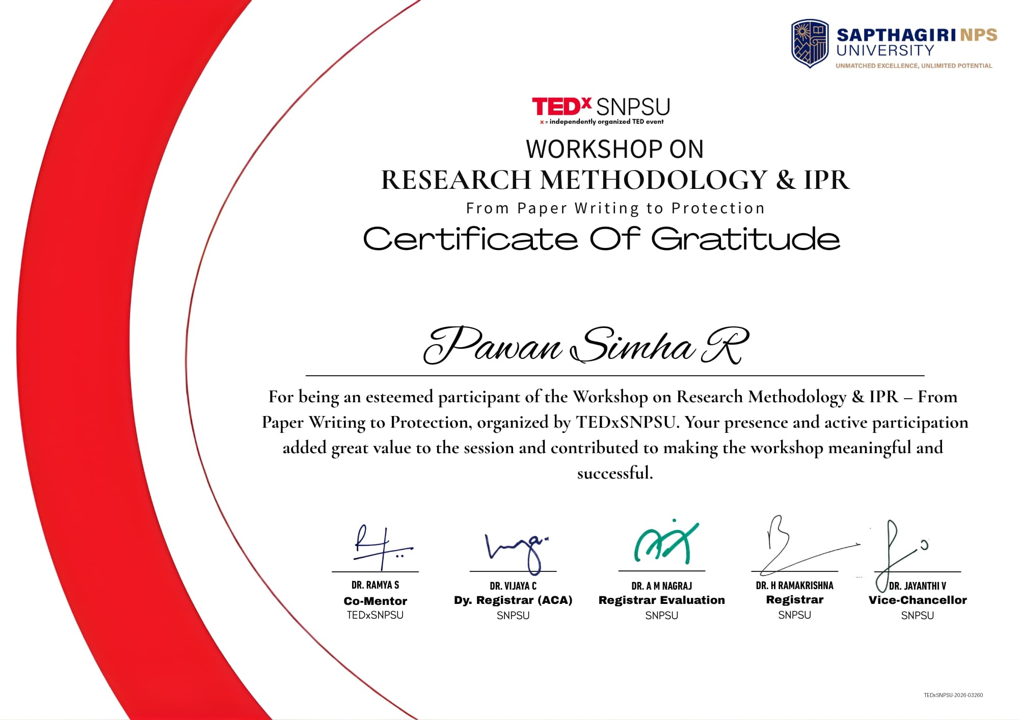 TEDx - SNPSU Participated