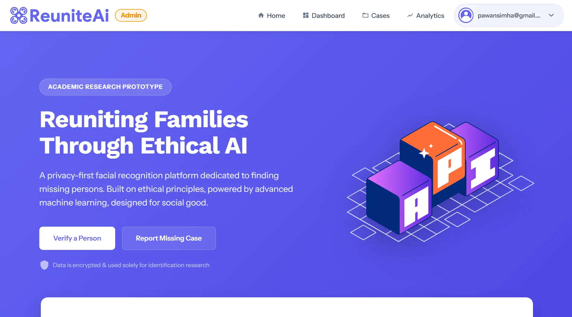 Preview of ReuniteAI - Biometric Missing Person Identification project